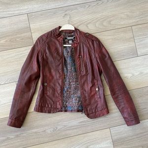 Rustic red, leather jacket